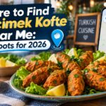Traditional Turkish mercimek kofte Near Me made with red lentils, fine bulgur, herbs, and spices, served with fresh lettuce and lemon.