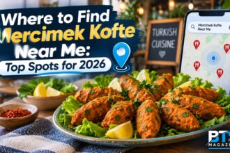 Traditional Turkish mercimek kofte Near Me made with red lentils, fine bulgur, herbs, and spices, served with fresh lettuce and lemon.