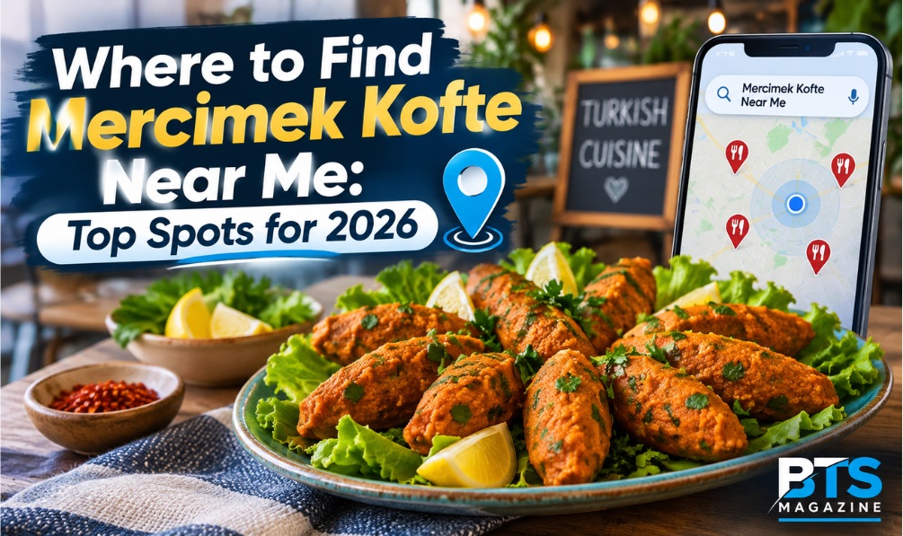 Traditional Turkish mercimek kofte Near Me made with red lentils, fine bulgur, herbs, and spices, served with fresh lettuce and lemon.