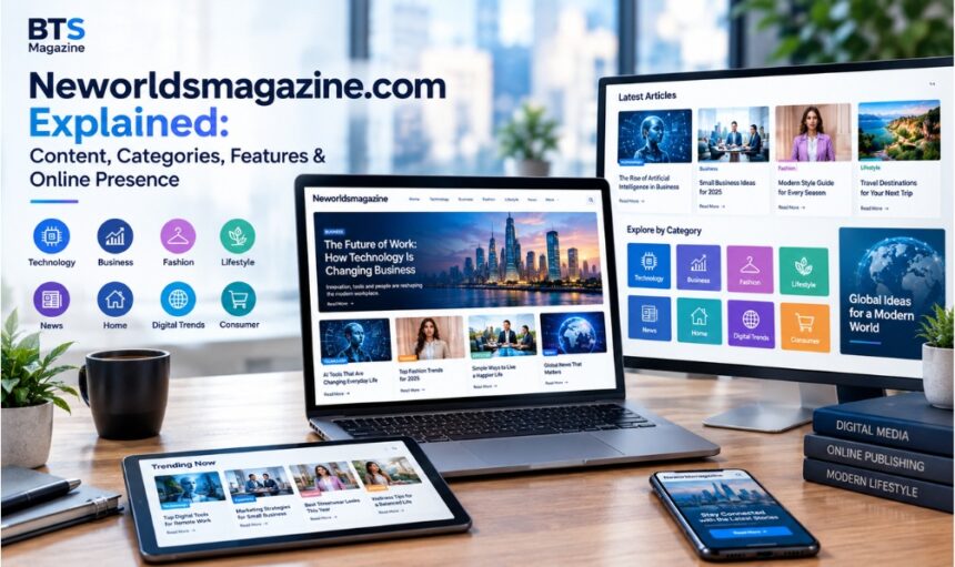 Neworldsmagazine.com online magazine featuring technology, business, fashion, lifestyle, news, and digital content categories.