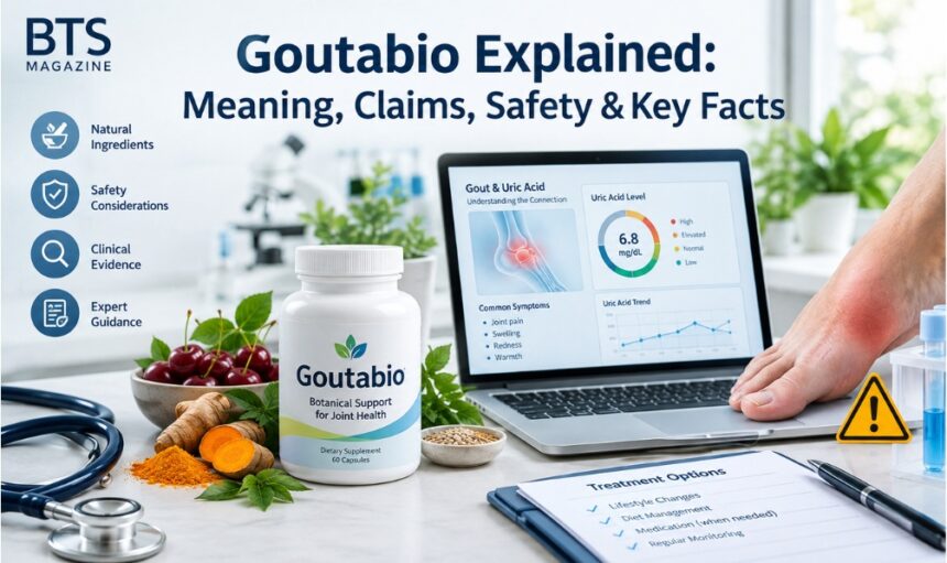 Goutabio supplement, gout, uric acid information, safety considerations, and clinical evidence