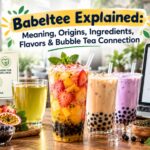 Babeltee customizable tea drink with fruit flavors, milk tea, green tea and boba toppings