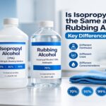 Is isopropyl alcohol the same as rubbing alcohol comparison showing alcohol bottles and different concentrations