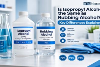 Is isopropyl alcohol the same as rubbing alcohol comparison showing alcohol bottles and different concentrations