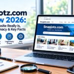 Snapjotz.com review showing website research, online safety, and legitimacy analysis on a laptop