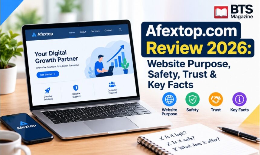 Afextop.com Review 2026 showing a website research workspace with safety, trust, and informational content analysis