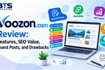 Voozon.com review showing guest posts, backlinks, SEO value, features, and drawbacks