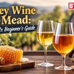 Honey wine and mead with honeycomb and glasses