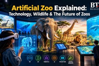 Artificial Zoo featuring digital wildlife, robotic animals, and immersive technology