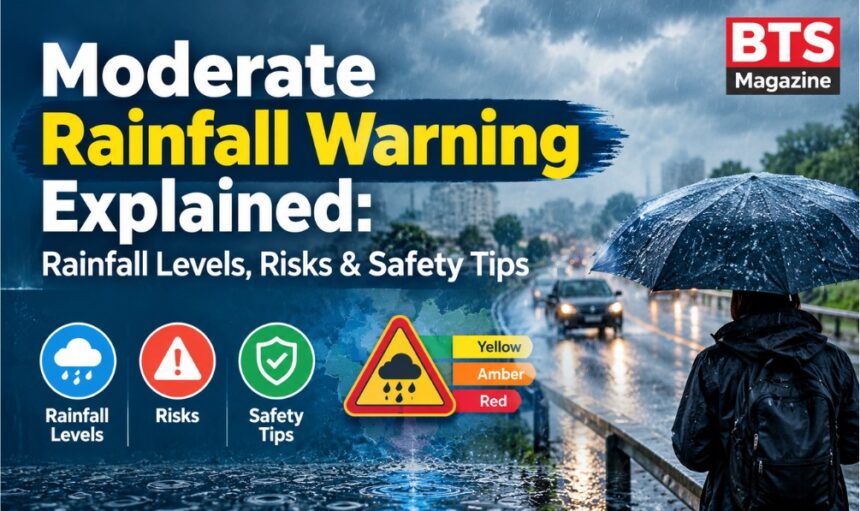 Moderate rainfall warning explained with rainfall levels, risks and safety tips