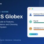 HRMS Globex guide graphic showing employee records, payroll and attendance management tools, by BTS Magazine