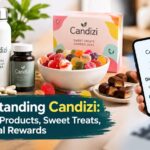 Colorful gummies and candy pieces arranged together to represent the Candizi wellness and confectionery concept