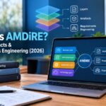 AMDiRE requirements engineering framework showing the context, requirements, and system layers