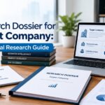 Research dossier for a target company covering business background, financial analysis, competitors, and risk assessment