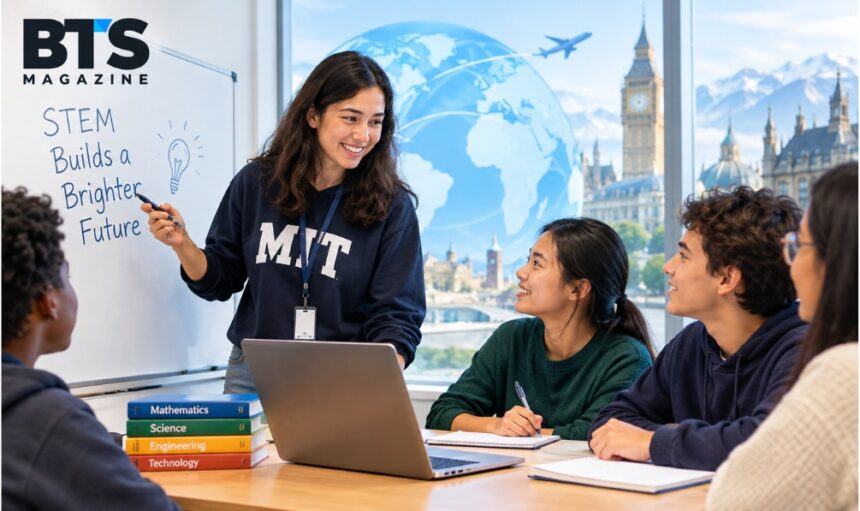 MIT student teaching STEM subjects to international students through the Global Teaching Labs program