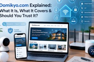 Domikyo.com explained with smart home, IoT, networking, and cybersecurity technology visuals.