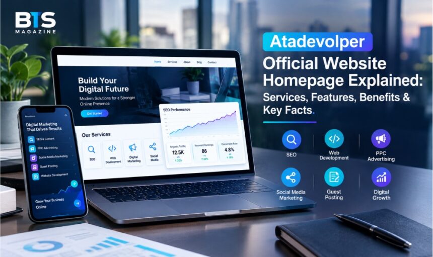 Atadevolper official website homepage showing digital marketing and web development services