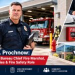 Brian J. Prochnow Howell Fire Bureau Chief Fire Marshal reviewing fire safety and inspection information