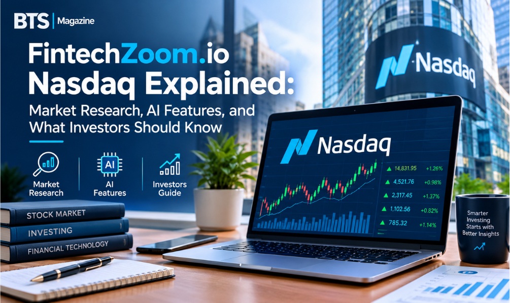 FintechZoom.io Nasdaq stock market dashboard showing live charts and market analysis