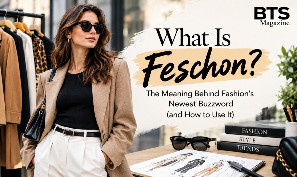 Woman styling a personal feschon outfit with layered pieces