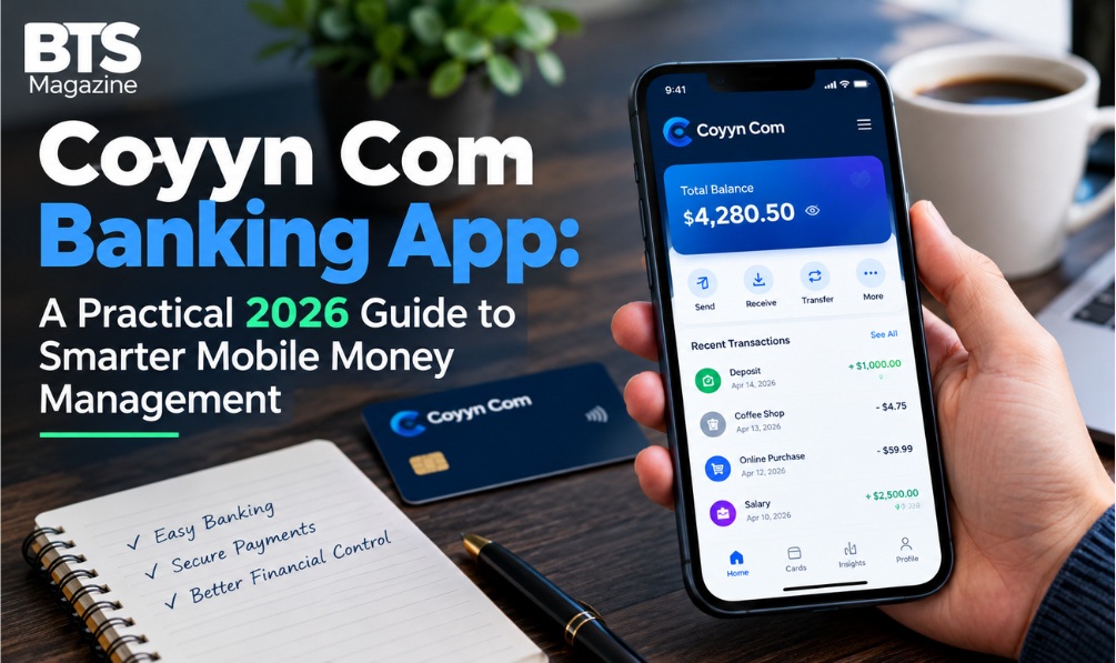 Coyyn com banking app dashboard on a smartphone showing account balance and recent transactions