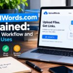 UploadWords.com platform overview showing content upload and organization features
