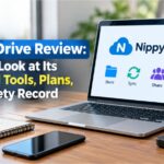 NippyDrive cloud storage dashboard showing folders, files, and sharing options