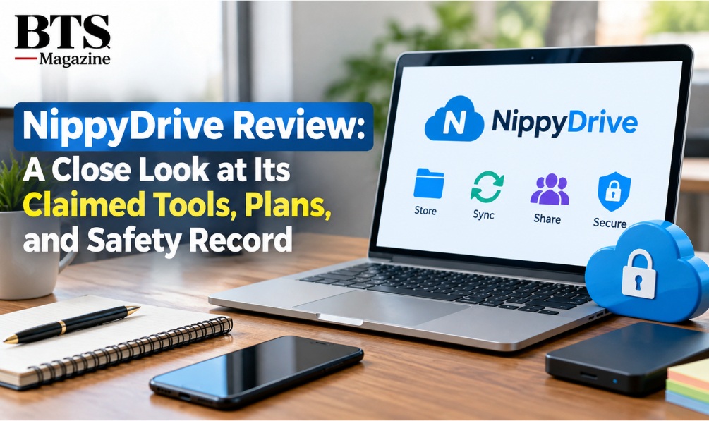 NippyDrive cloud storage dashboard showing folders, files, and sharing options