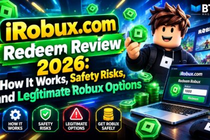 iRobux.com redeem review explaining free Robux claims, online safety risks, and legitimate Roblox alternatives.