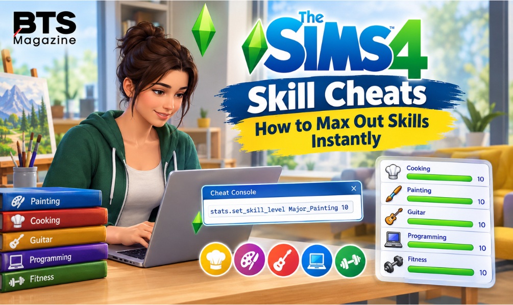 Sims 4 Skill Cheats guide showing how to max out skills instantly in The Sims 4