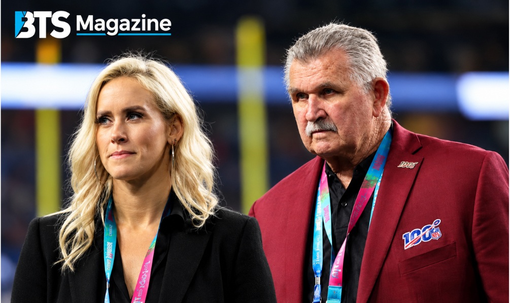 Mike Ditka in his trademark sweater vest and mustache on the Chicago Bears sideline