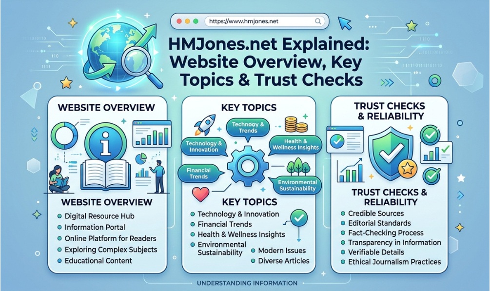 HMJones.net website guide covering business finance topics and credibility checks