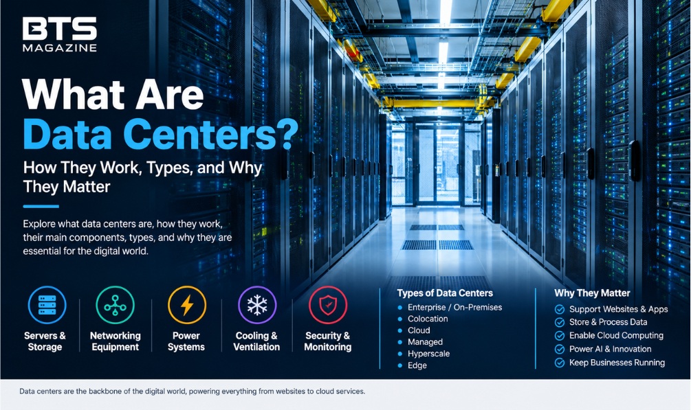 What are data centers, how they work, their main components, types, and importance for digital services.